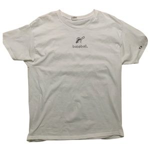 Trip Ventures Hand-Printed White Large Baseball Tee Large on Hanes